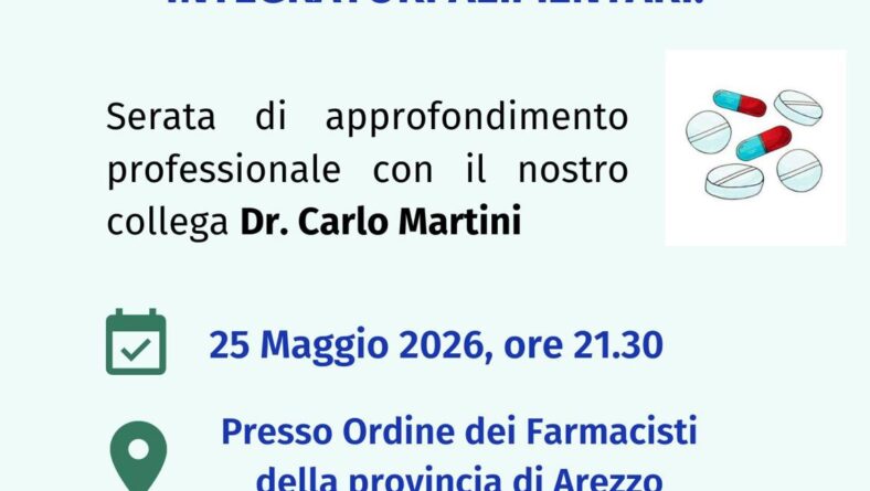 IL RUOLO DEL FARMACISTA NEL PROSSIMO FUTURO: IL CASO EMBLEMATICO DEGLI INTEGRATORI ALIMENTARI.