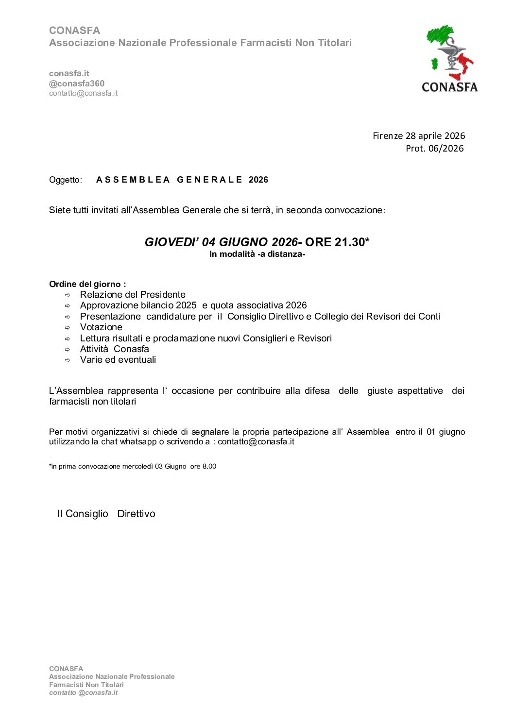 ASSEMBLEA GENERALE 2026